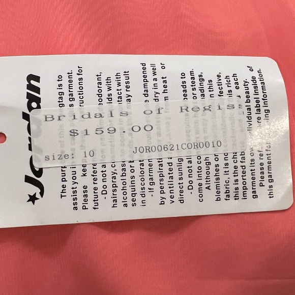 Jordan Peach Satin Rosette Long Evening Gown. Size 10. - Picture 10 of 10